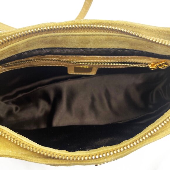 Authentic FENDI Mamma Zucca Baguette Pouch Tan Beige Flap Bag Purse Shoulder - Picture 7 of 11